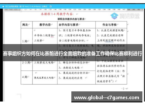赛事组织方如何在比赛前进行全面细致的准备工作确保比赛顺利进行 赛事组织方如何在比赛前进行全面细致的准备工作确保比赛顺利进行